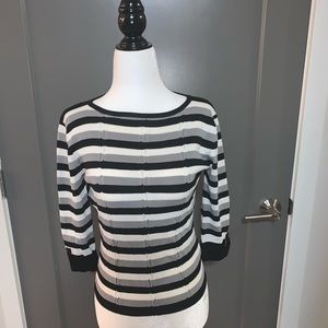 Black, Grey, White striped sweater